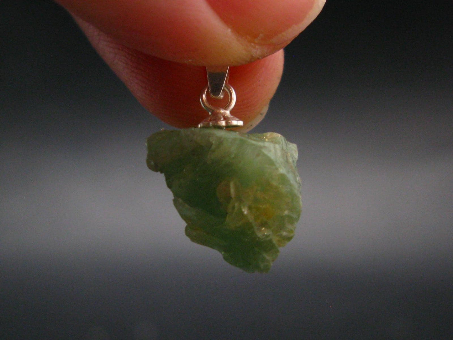 Extremely Rare Raw Gem Green Kornerupine Silver Pendant Crystal From Tanzania - 2.0 Grams - 0.8"