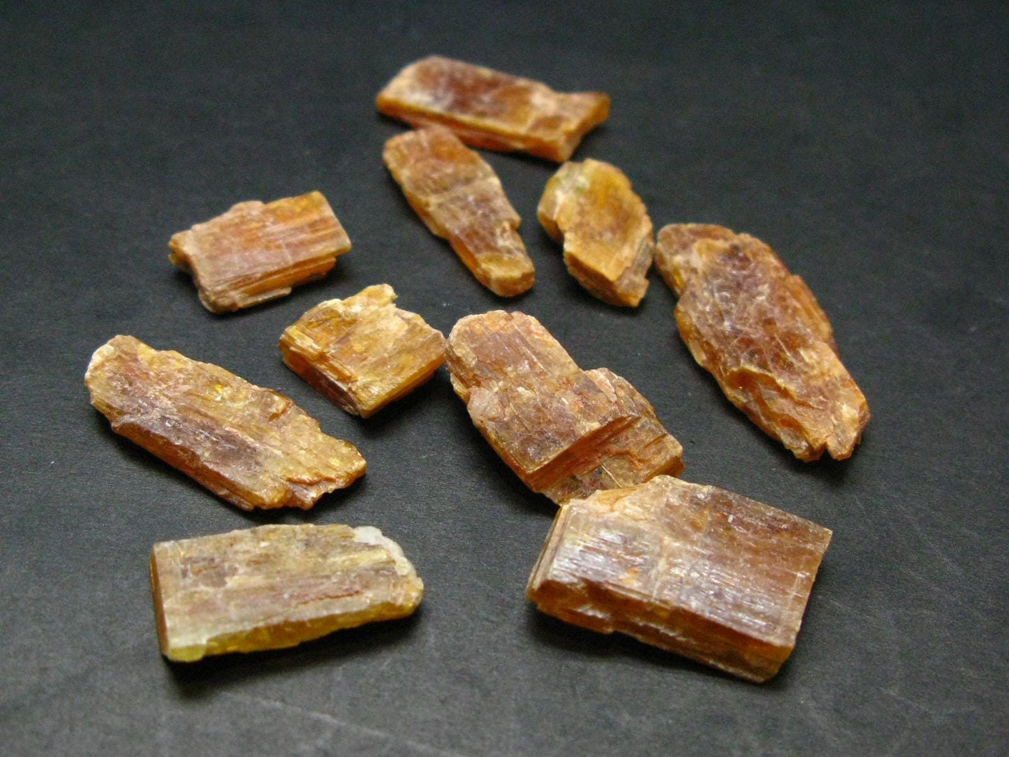 Lot of 10 Rare Orange Kyanite Crystals From Tanzania