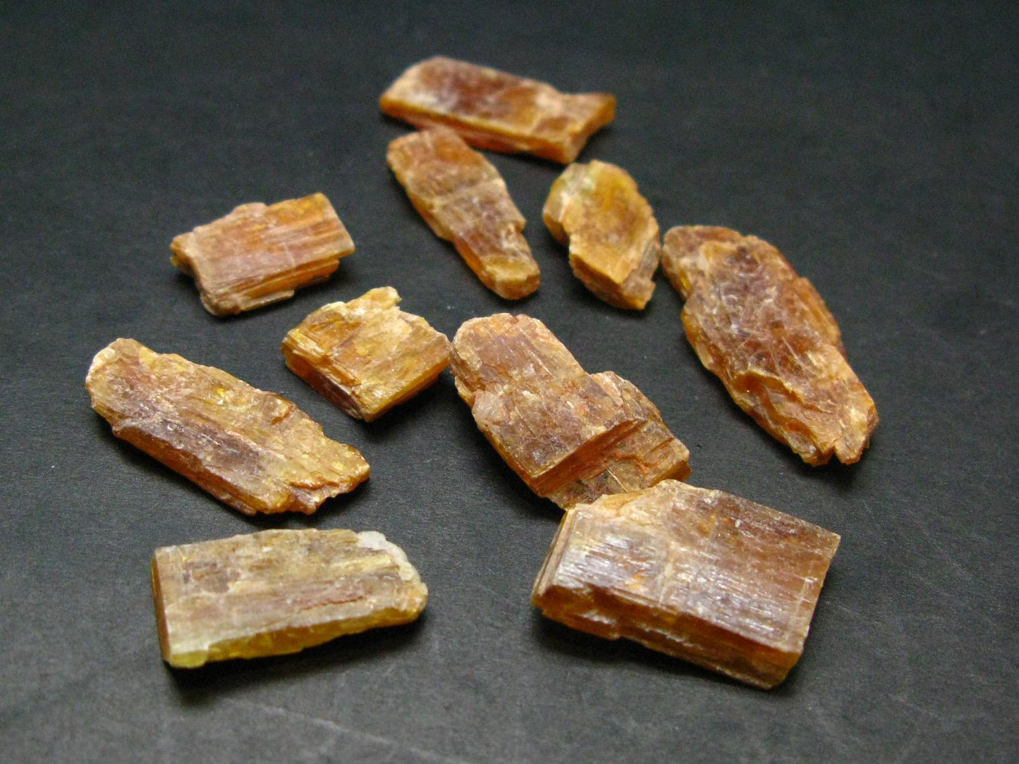 Lot of 10 Rare Orange Kyanite Crystals From Tanzania