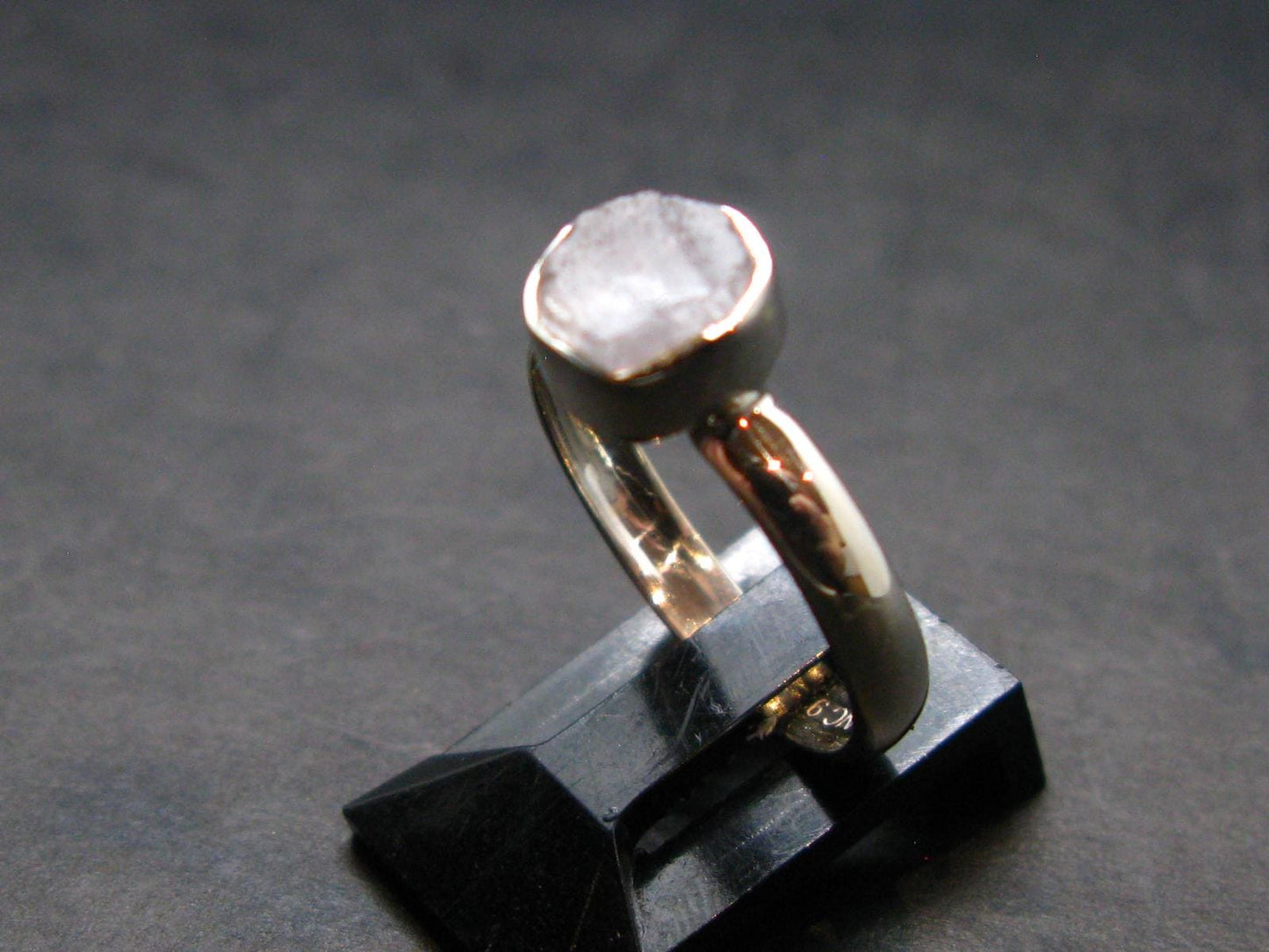 Gray Herderite Silver Ring from Africa - Size 7 - 1.84 Grams