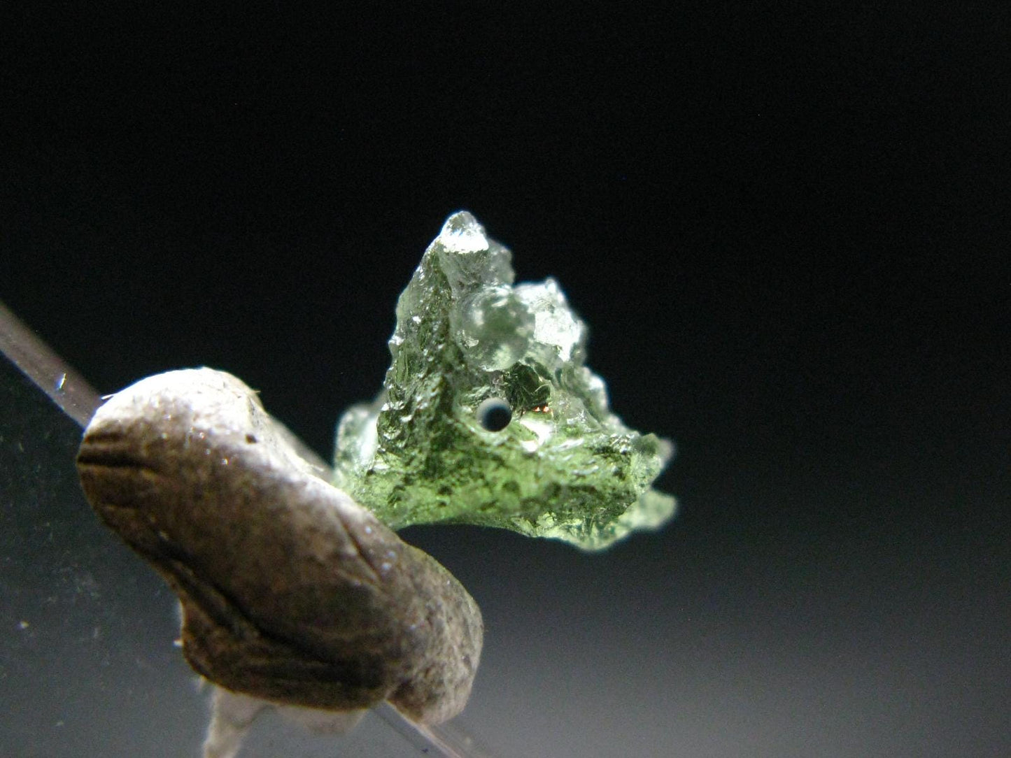 Moldavite Tektite Raw Bead from Czech Republic - 7 mm - 2.10 Carats