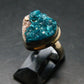 Emerald Green Dioptase Crystal Silver Ring from Congo - 5.49 Grams - Size 7