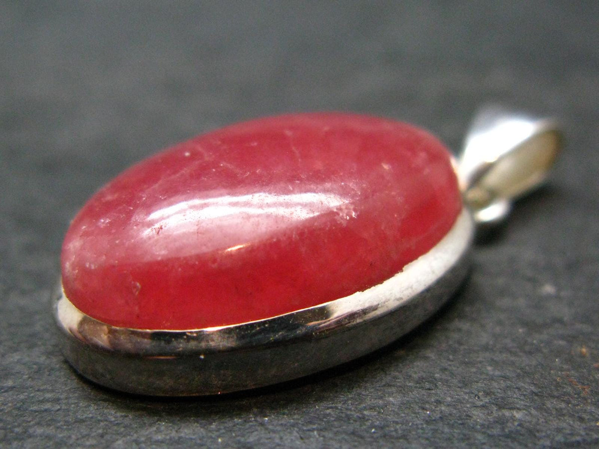 Rare Rhodochrosite Sterling Silver Pendant From Argentina - 1.4" - 8.28 Grams