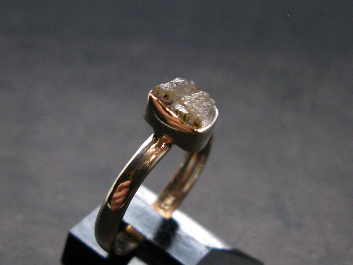 Gray Herderite Silver Ring from Africa - Size 8 - 1.86 Grams