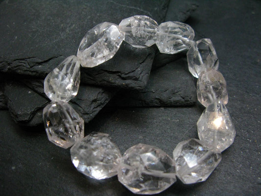 Goshenite Beryl Genuine Bracelet ~ 7 Inches ~ 18mm Facetted Beads