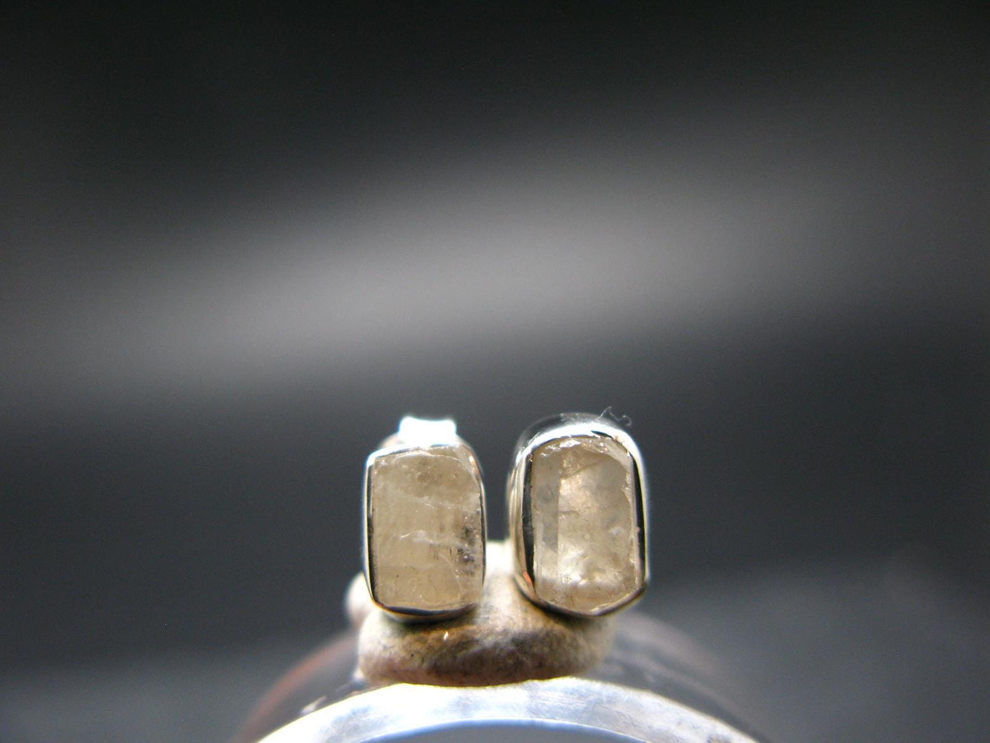 Phenakite Phenacite Stud Earrings Sterling Silver From Russia - 1.27 Grams
