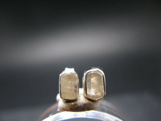 Phenakite Phenacite Stud Earrings Sterling Silver From Russia - 1.27 Grams