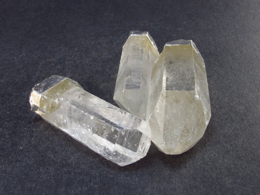 Set of 3 Natural Clear Quartz Crystal Pendants From Brazil
