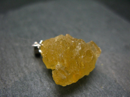 Heliodor (Yellow Beryl) Crystal Silver Pendant From Brazil - 0.9" - 4.85 Grams