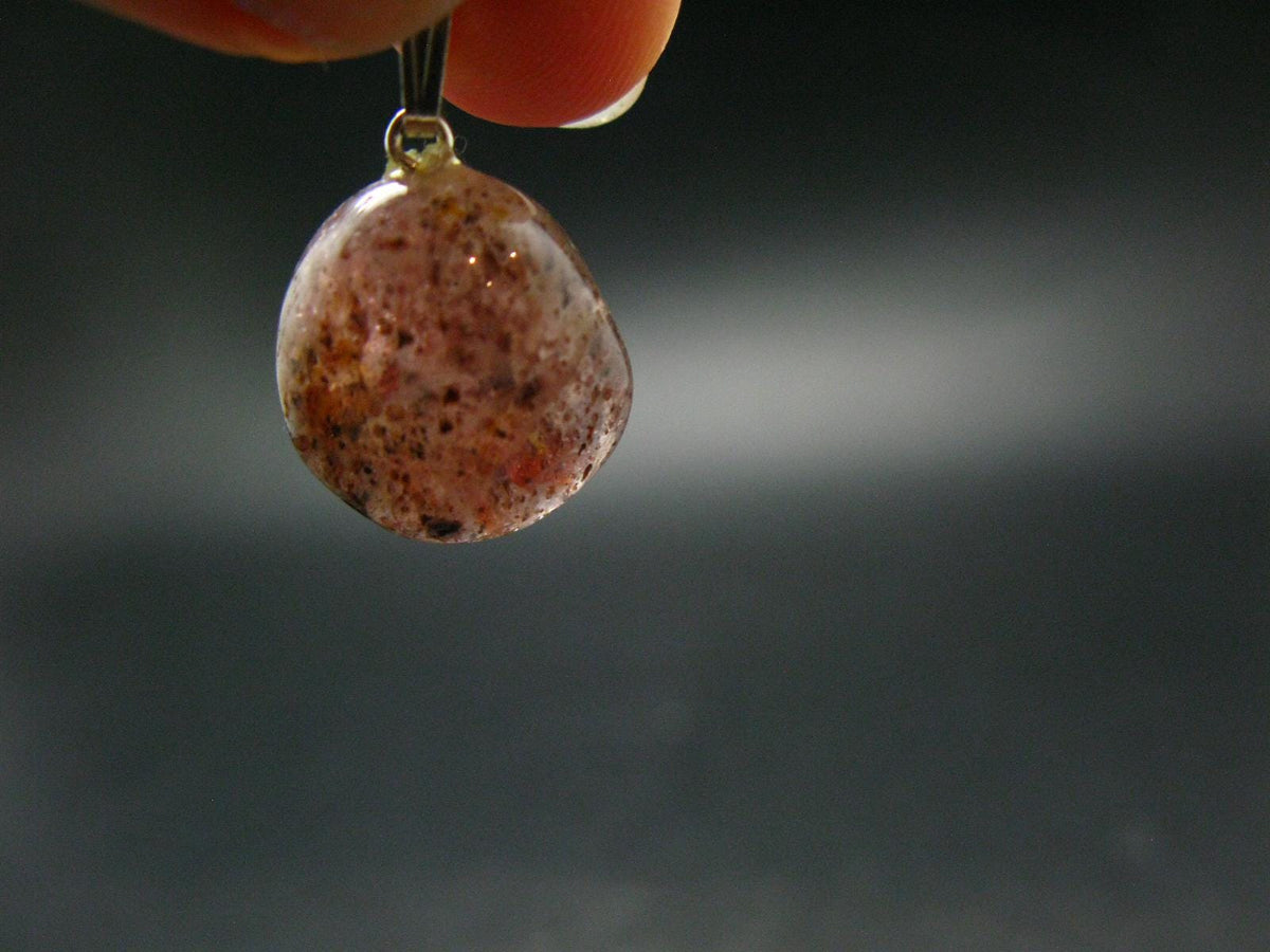 Strawberry Quartz Tumbled Silver Pendant - 1.0" - 4.6 Grams