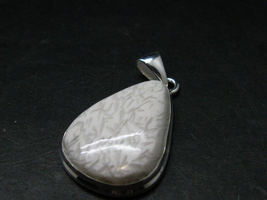 Scolecite Silver Plated Pendant From India - 1.6" - 6.87 Grams