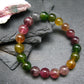 AAA Grade Gem Watermelon Bicolor Tourmaline Genuine Bracelet ~ 7.5 Inches ~ 10mm Round Beads