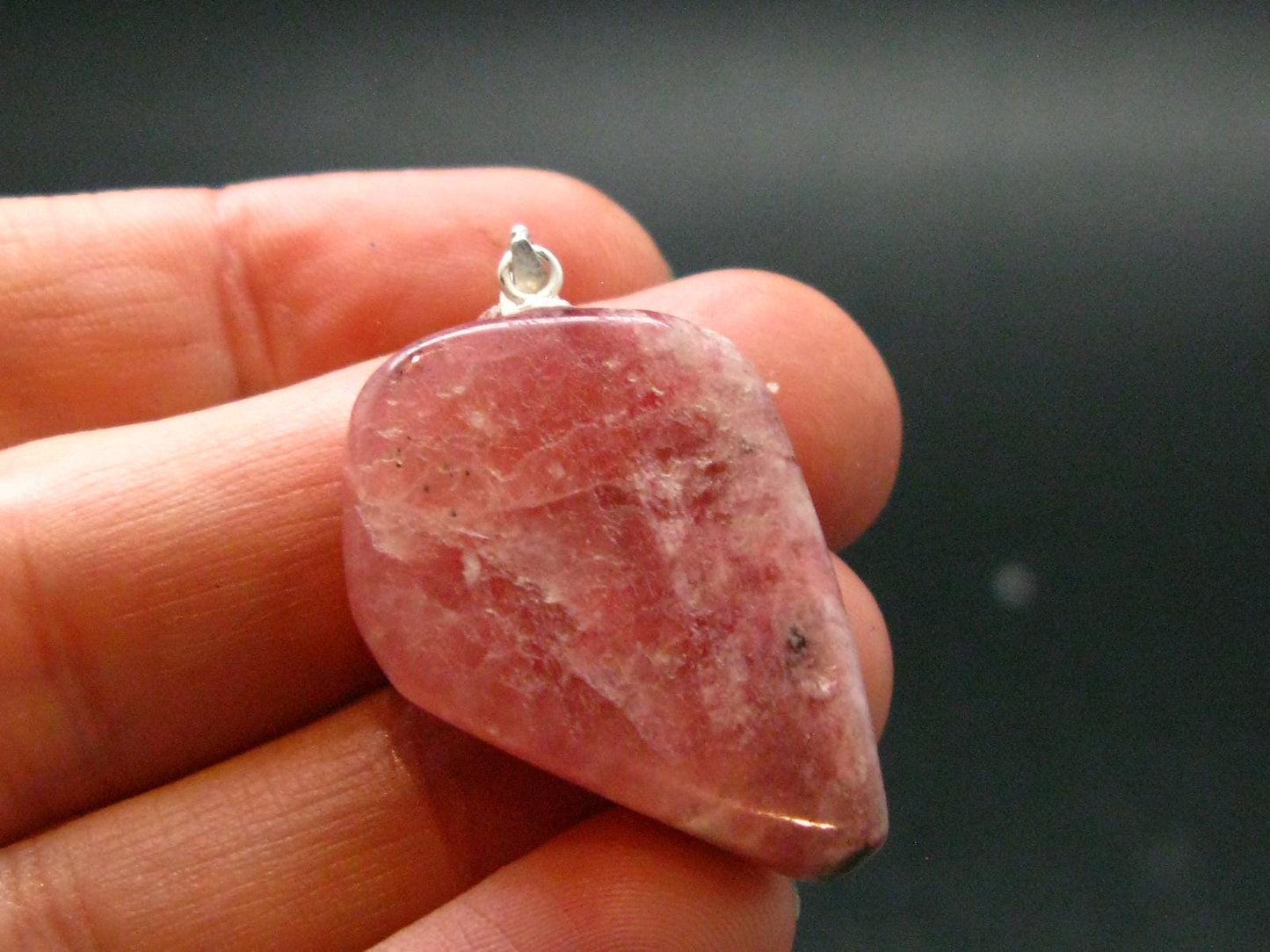 Pink Petalite Silver Pendant from Canada - 1.4" - 5.84 Grams