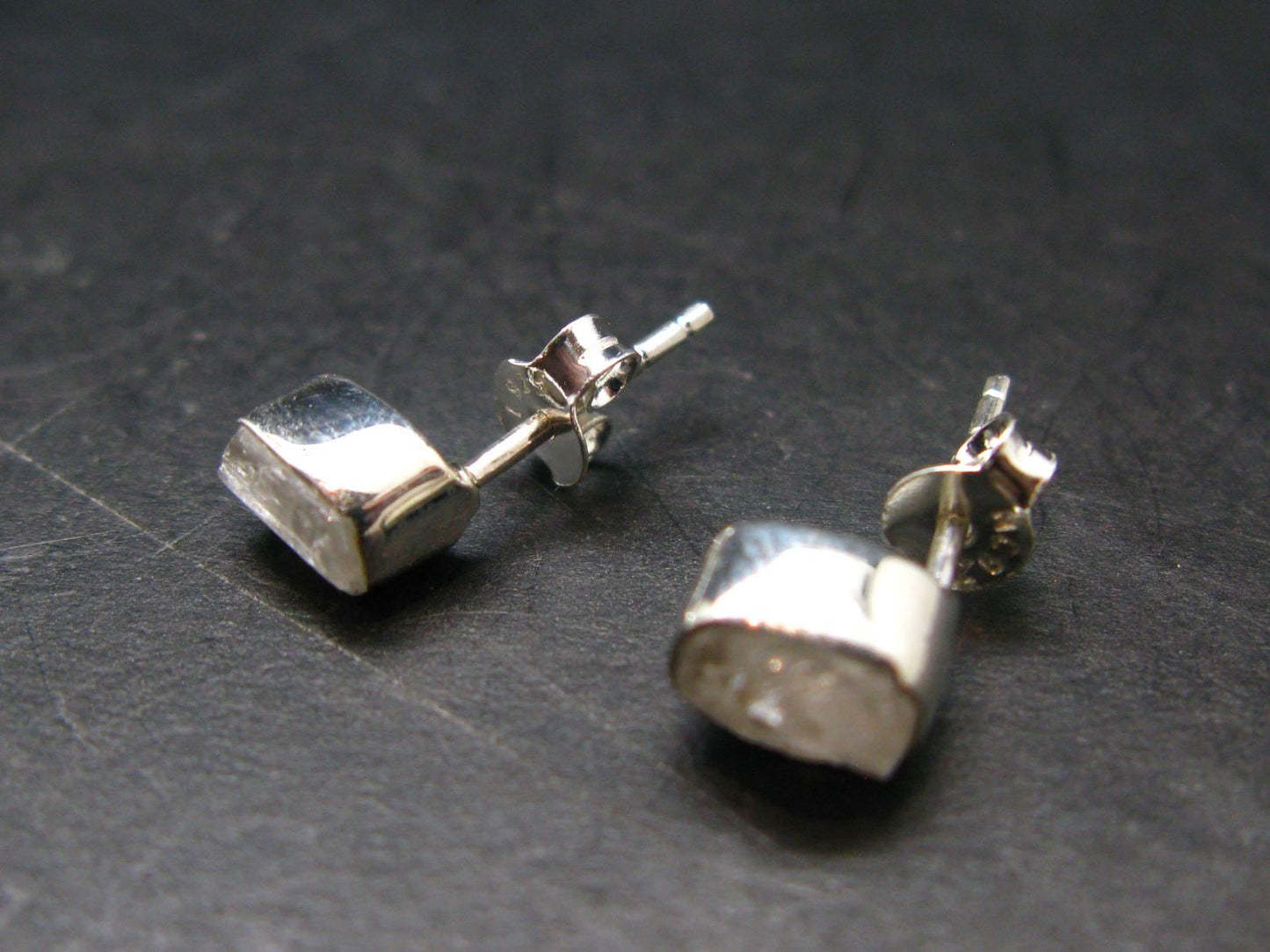 Natrolite Stud Earrings Sterling Silver From Tanzania - 1.34 Grams