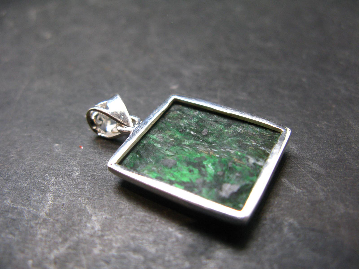 Extremely Rare Natural Maw Sit Sit Crystal Silver Pendant from Myanmar - 1.3" - 5.57 Grams