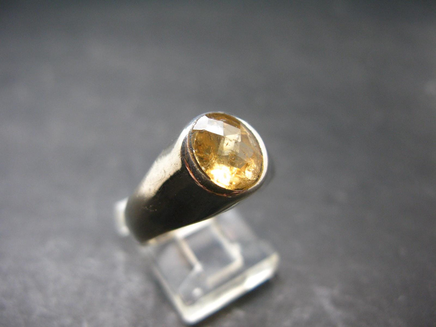 Fabulous Untreated Faceted Gem Imperial Topaz 925 Silver Ring from Brazil - Size 9 - 5.51 Grams