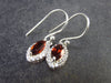 Natural Faceted Oval Red Garnet Almandine Dangle Shepherd Hook 925 Silver Earrings - 1.0" - 2.04 Grams