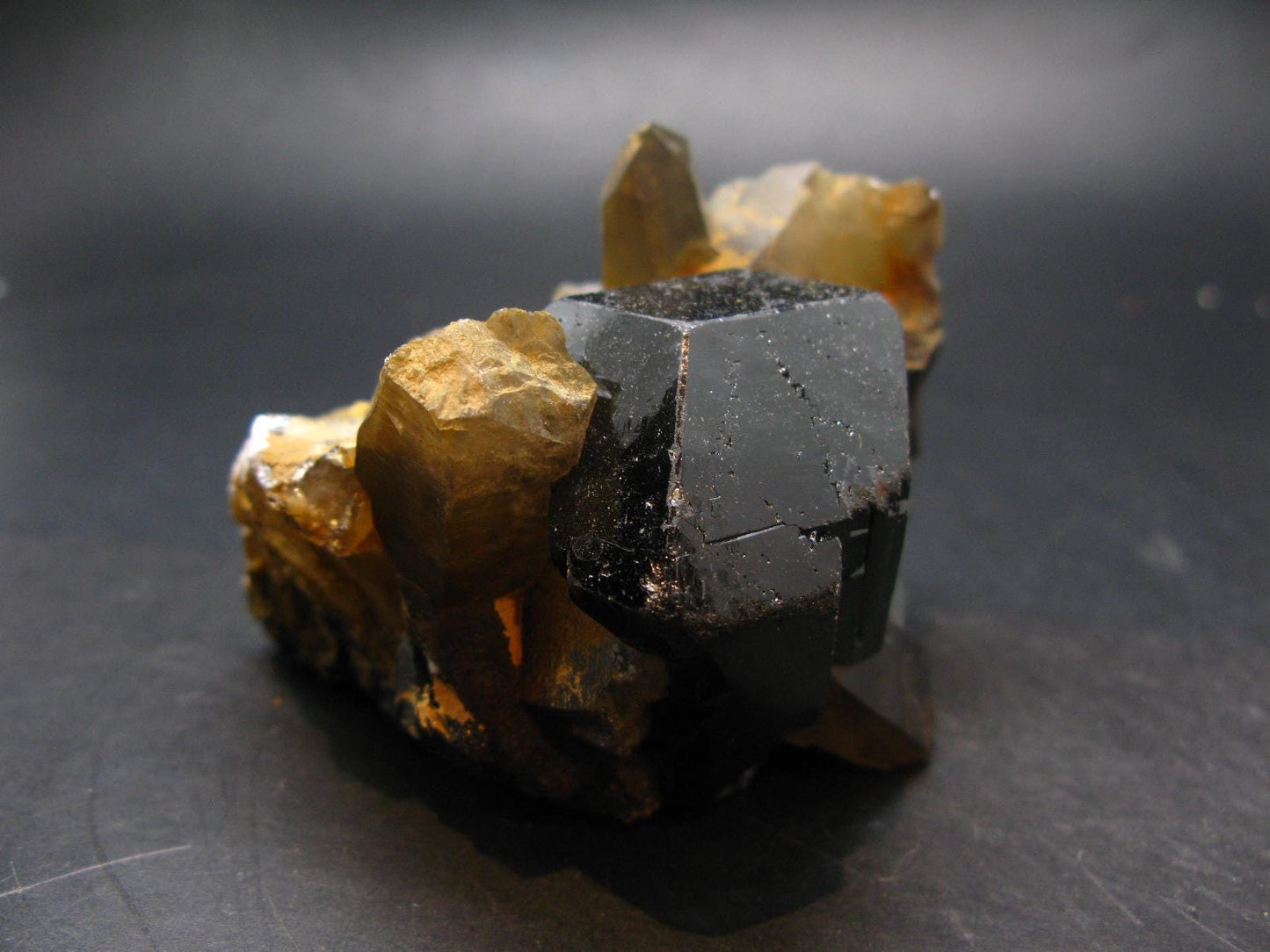 Fine Black Tourmaline and Smoky Quartz Crystal From Namibia - 3.6"