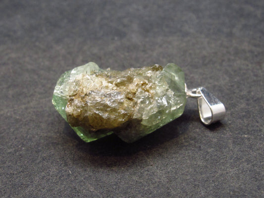Tsavorite Gem Green Garnet Sterling Silver Pendant From Tanzania - 1.0" - 4.3 Grams