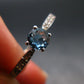 Facetted Blue Topaz Sterling Silver Ring With CZ - 1.65 Grams - Size 9