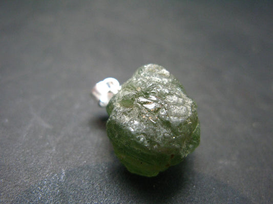 Green Tourmaline Crystal Silver Pendant - 2.3" - 4.91 Grams