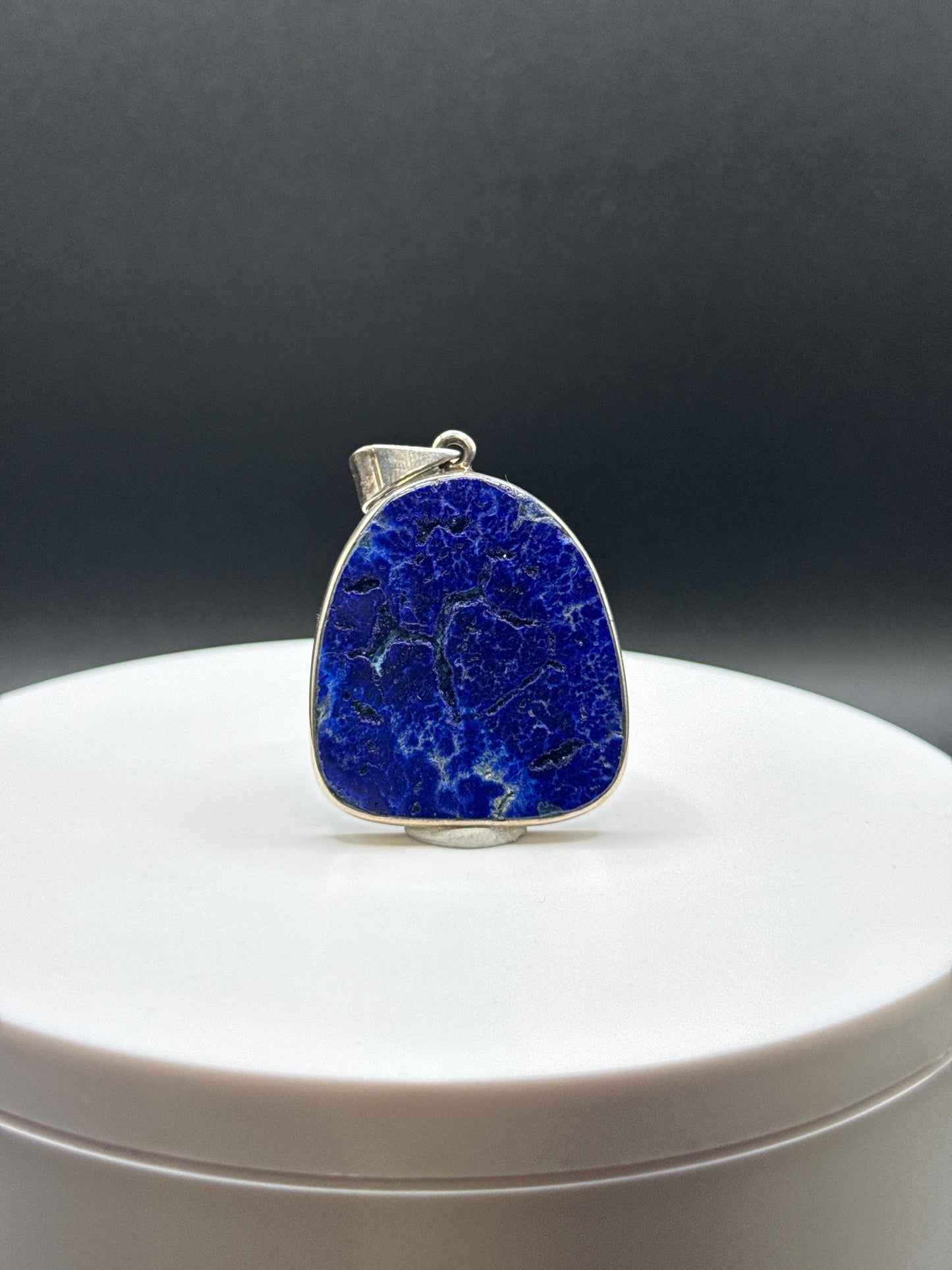 Natural Azurite Statement Charm | Sterling Silver Setting