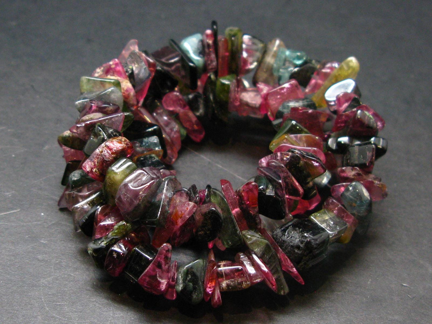 Watermelon Tourmaline Crystal Silver Necklace from Brazil - 18" - 63.81 Grams