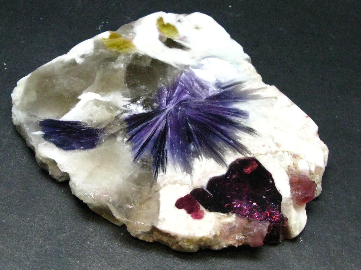 Stunning Tourmaline & Lepidolite in Quartz Slice From Russia - 4.6"