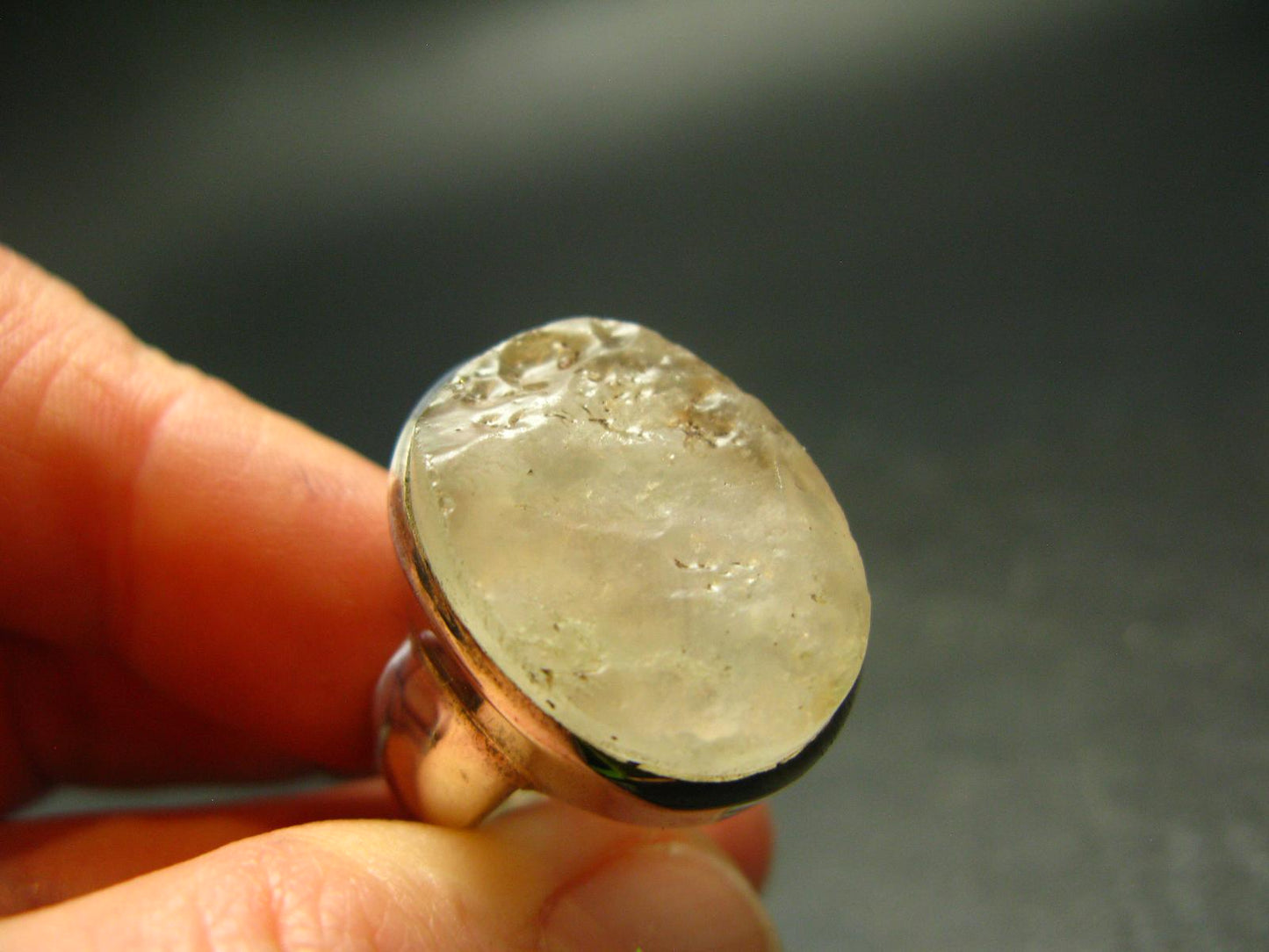Natural Gem Raw Libyan Desert Glass Tektite Sterling Silver Ring from Libya - Size 10.5 - 11.3 Grams