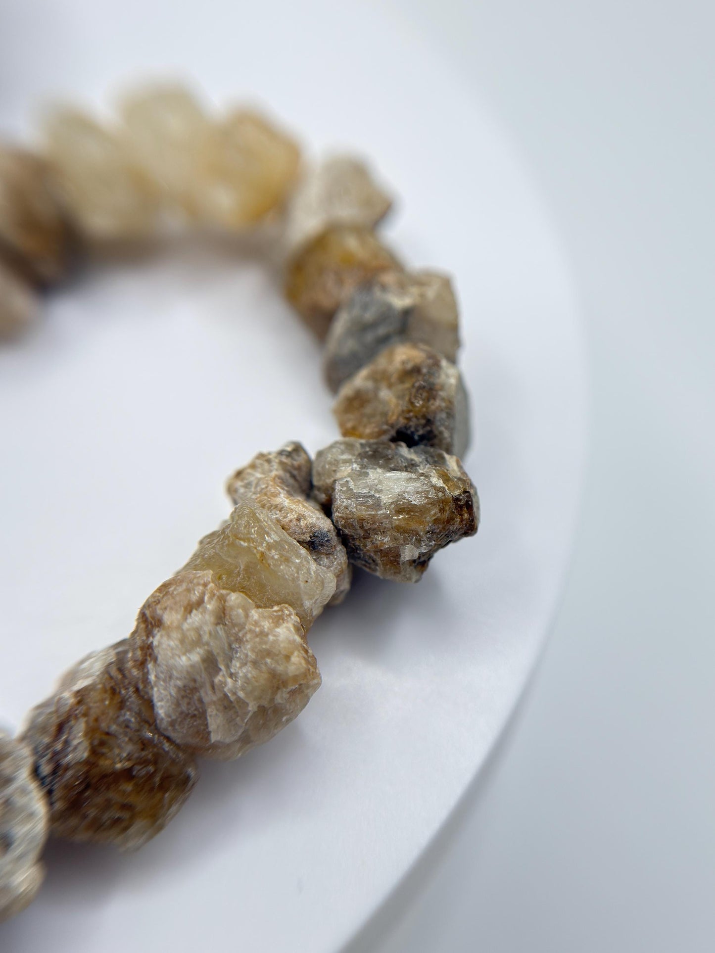 Raw Herderite Crystal Chip Bracelet – Natural Golden Stone Stretch Bracelet - Weight 28.77 g