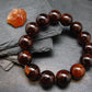 Gem Garnet Hessonite Genuine Bracelet ~ 7.5 Inches ~ 15mm Round Beads
