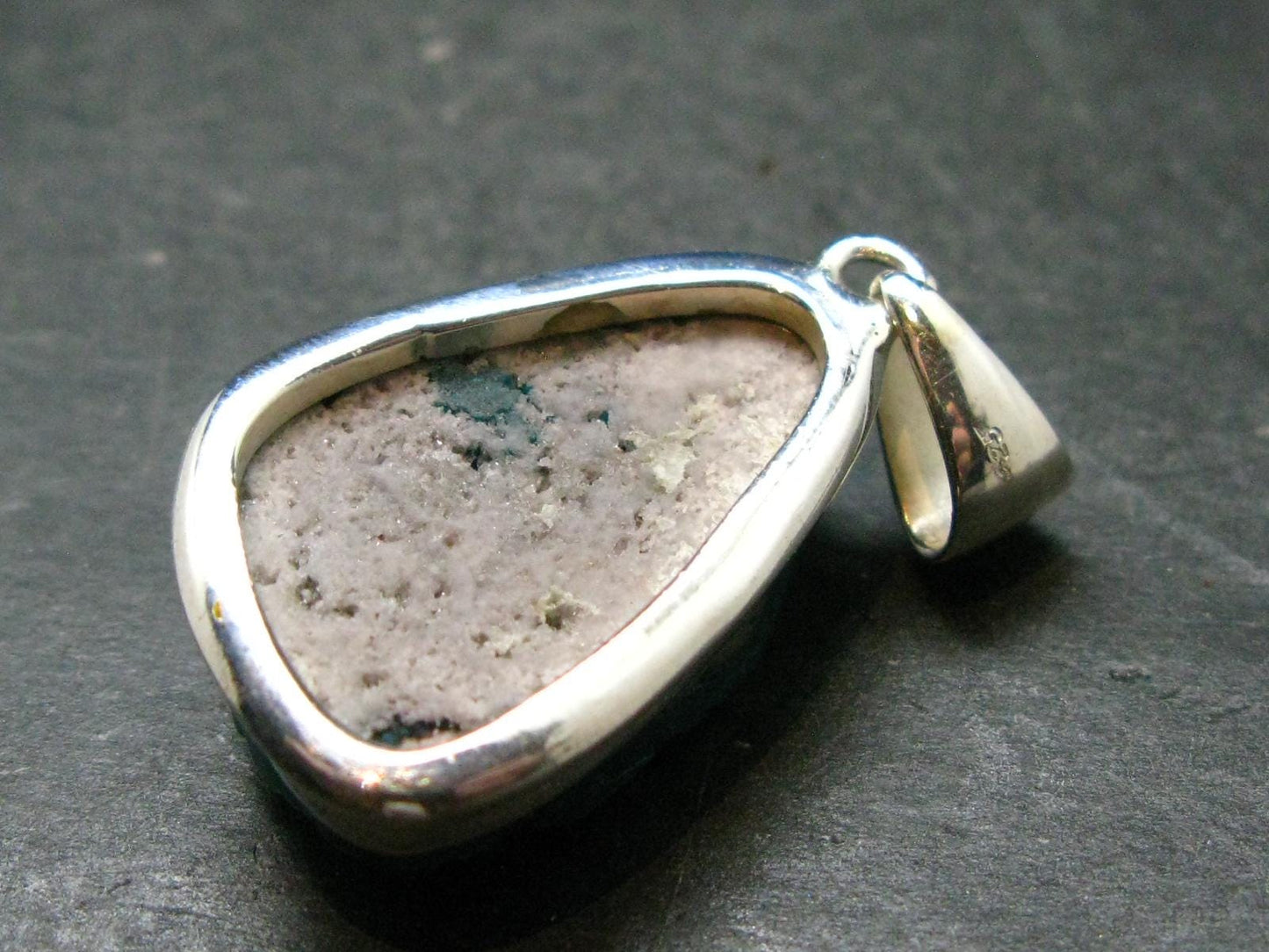 Dioptase Crystal Silver Pendant from Congo - 9.59 Grams - 1.5"