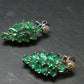 Gem Emerald Faceted Earrings In Sterling Silver - 3.41 Carats