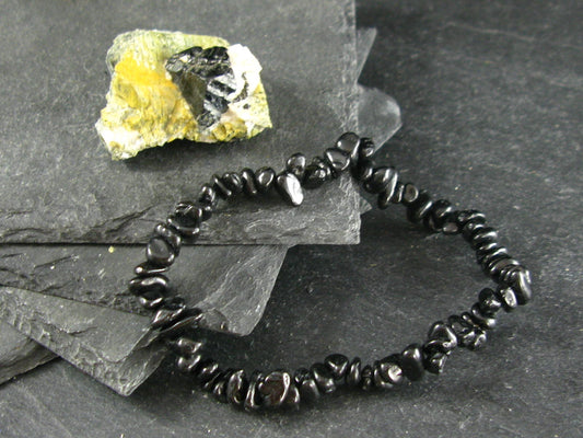 Black Spinel Genuine Bracelet ~ 7 Inches ~ 6-7mm Tumbled Beads