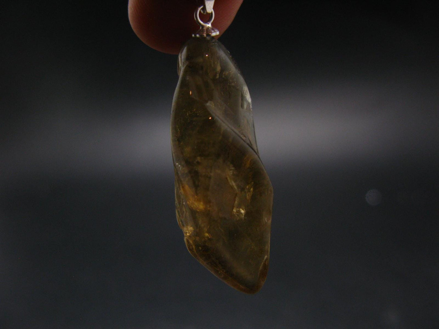 Natural Unheated Citrine Sterling Silver Pendant from Zambia - 1.7" - 7.40 Grams