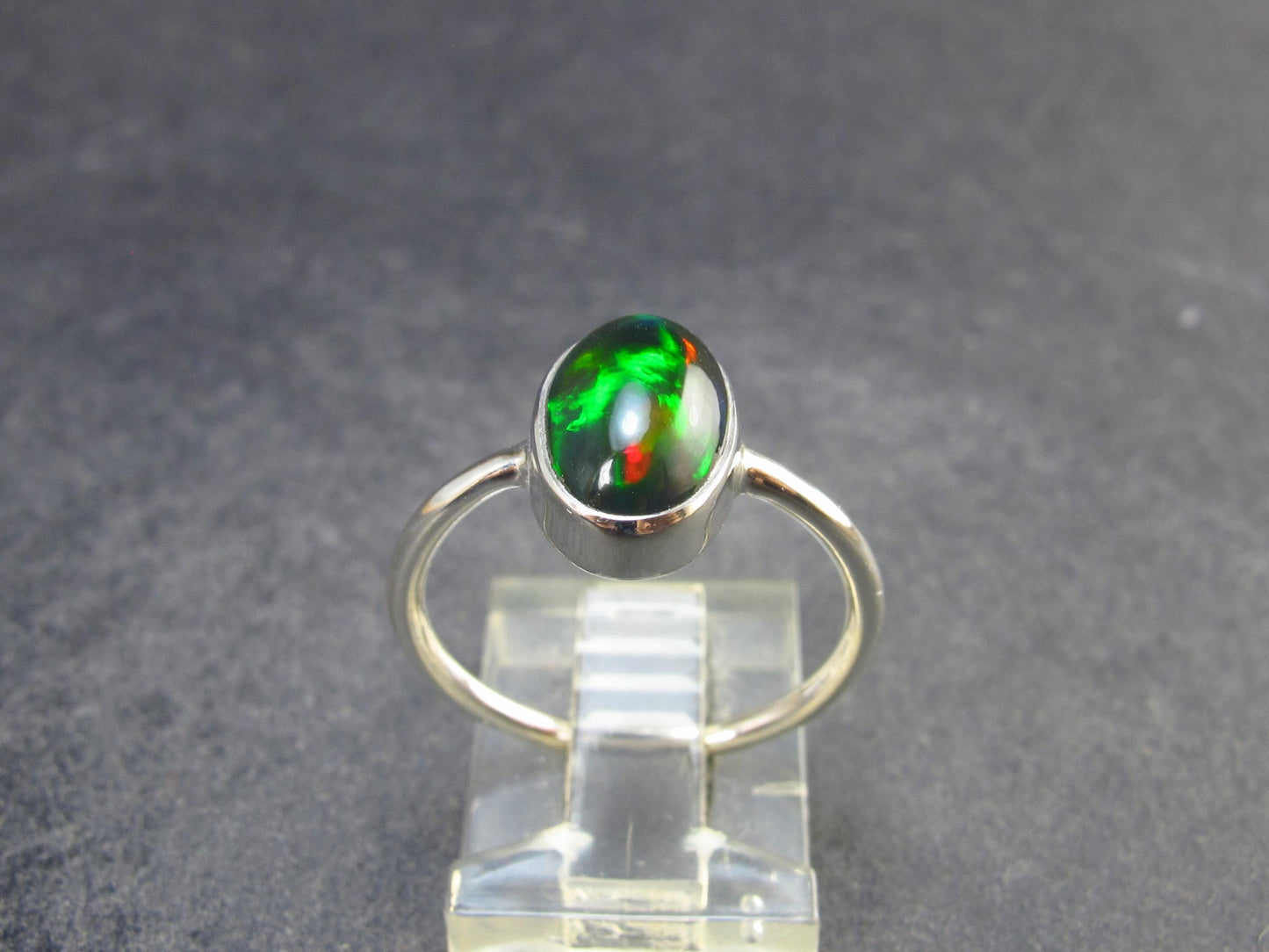 Rare Black Opal Sterling Silver Ring from Australia - Size 7.25 - 2.08 Grams