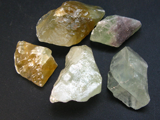 Lot of 5 Natural Green Brownish Rough Calcite from Mexico