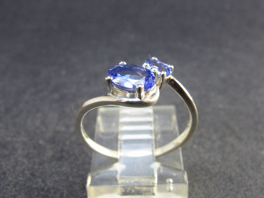 Natural Blue Tanzanite (Zoisite) Crystal Sterling Silver Ring From Tanzania - 1.48 Grams- Size 6.25
