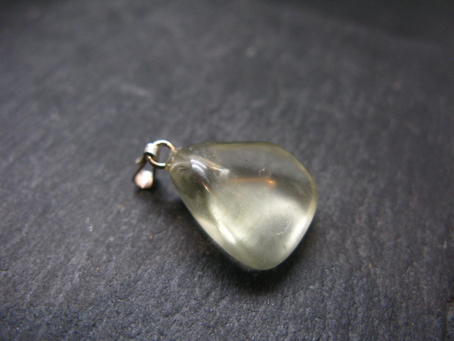 Gem Libyan Desert Glass Tektite Pendant Sterling Silver from Libya - 1.0" - 3.1 Grams