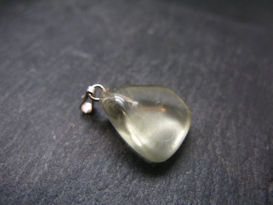 Gem Libyan Desert Glass Tektite Pendant Sterling Silver from Libya - 1.0" - 3.1 Grams