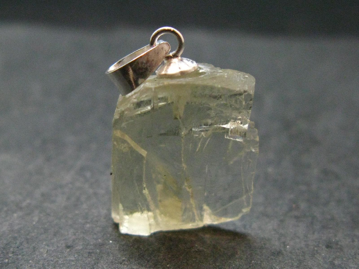 Hiddenite Green Gem Spodumene Silver Pendant Crystal From Brazil - 0.8" - 2.38 Grams