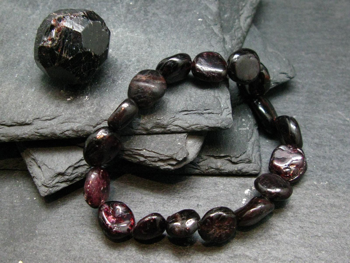 Garnet Almandine Genuine Bracelet ~ 7 Inches ~ 12mm Tumbled Beads