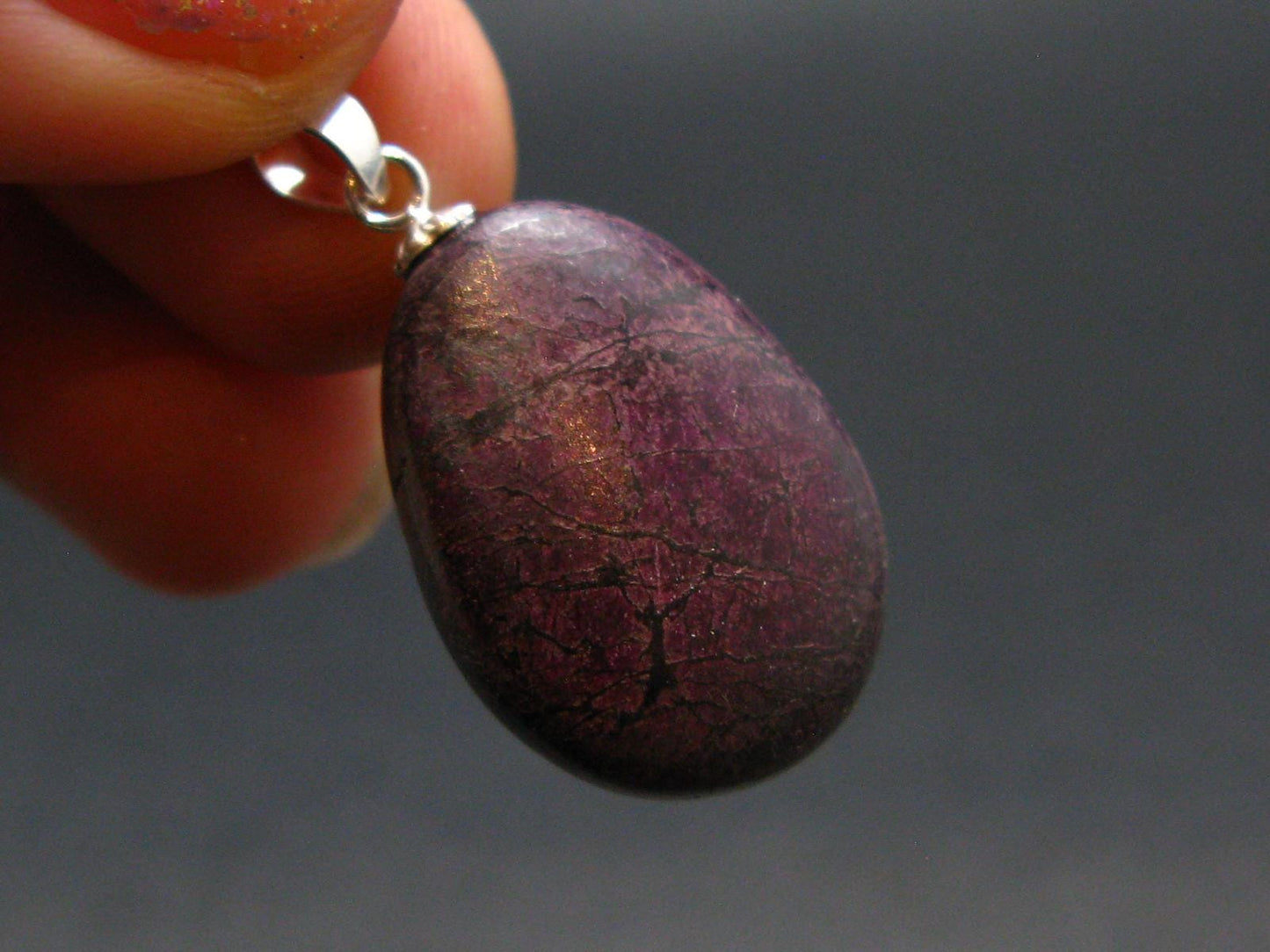 Purple Purpurite Silver Pendant From Namibia - 1.1"