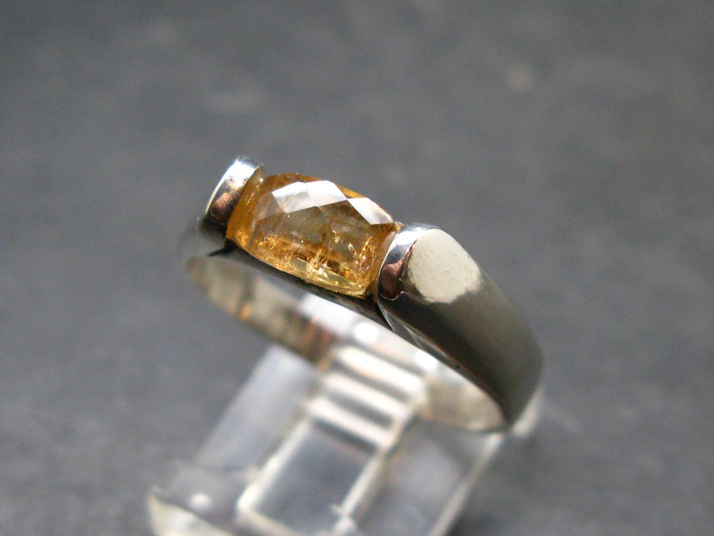 Fabulous Untreated Faceted Gem Imperial Topaz 925 Silver Ring from Brazil - Size 9.75 - 3.85 Grams