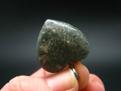 Rare Stonehenge Bluestone SS Heart Pendant From Wales UK - 1.2" - 8.81 Grams