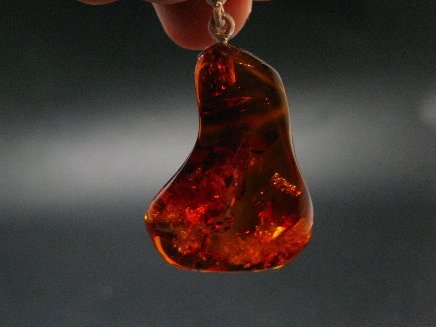 Amber Tumbled Silver Pendant From Poland - 1.9" - 4.29 Grams