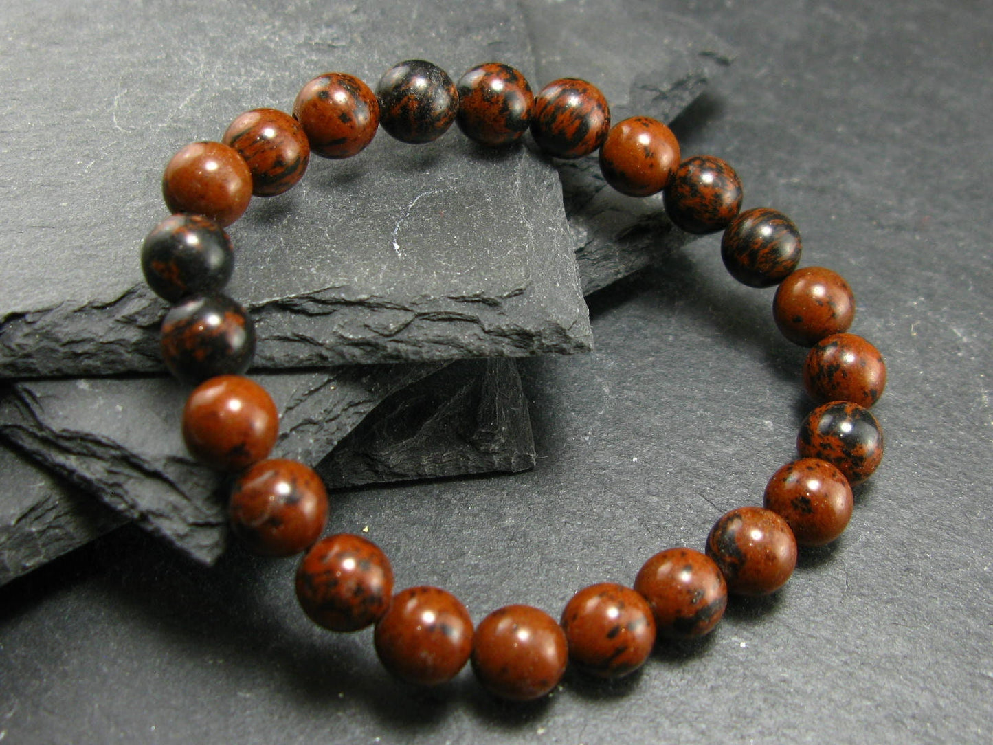 Mahogany Obsidian Genuine Bracelet ~ 7 Inches ~ 8mm Round Beads