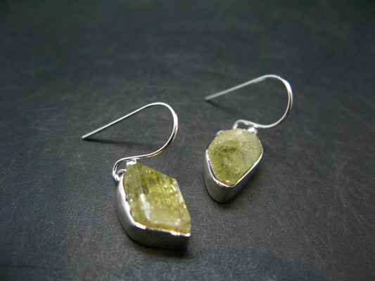 Brazilianite Silver Earrings From Brazil - 1.1" - 4.0 Grams
