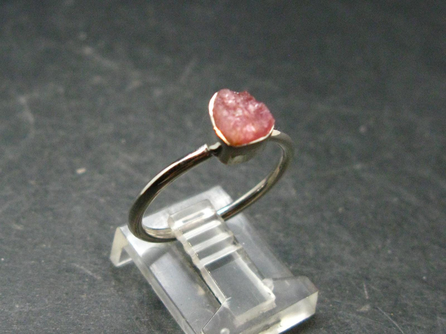 Pezzottaite Crystal Silver Ring From Madagascar - Size 8 - 2.10 Grams