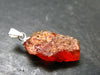 Raw Fire Opal Sterling Silver Pendant From Mexico - 1.0" - 1.24 Grams